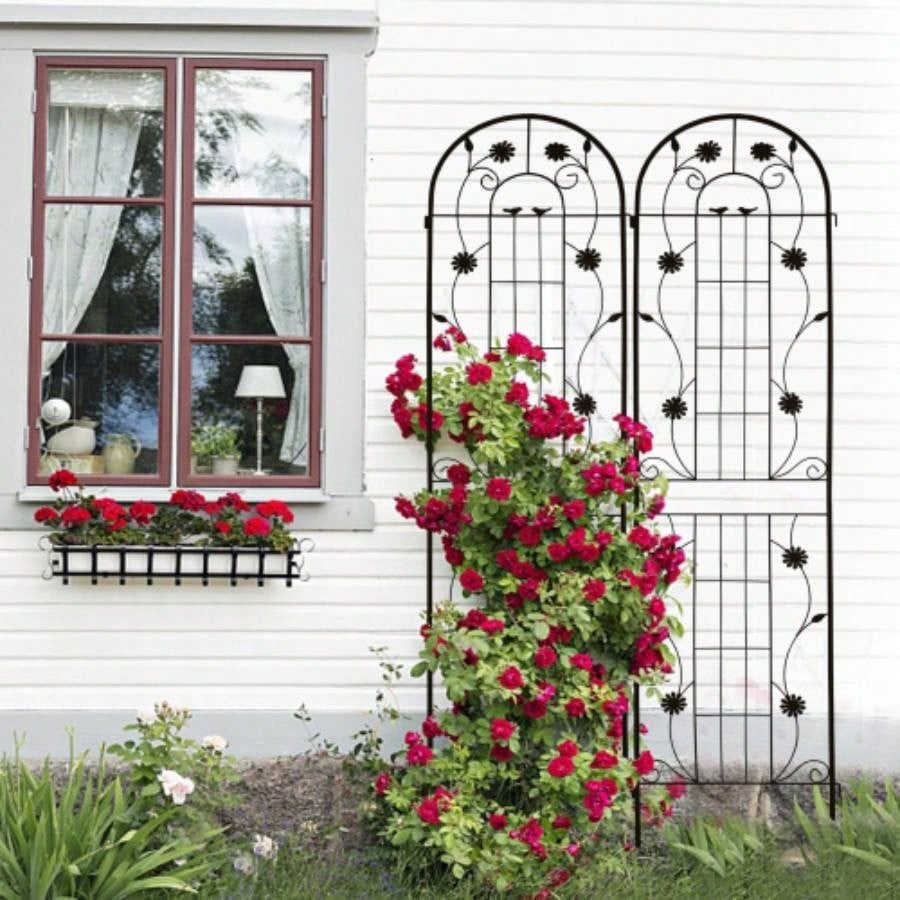 4 Pack Metal Garden Trellis 86. 19. Rustproof Trellis Climbing Plants Outdoor Flower Support White