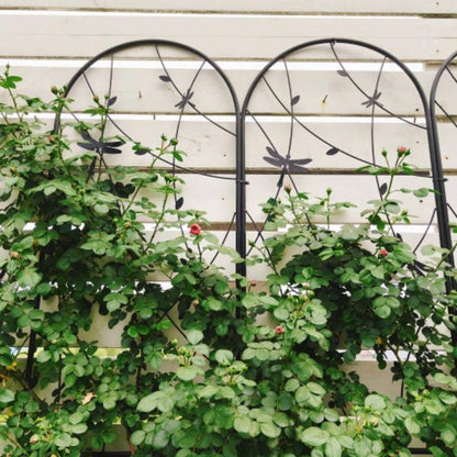 4 Pack Metal Garden Trellis 86. 19. Rustproof Trellis Climbing Plants Outdoor Flower Support Dragonfly Deco Black