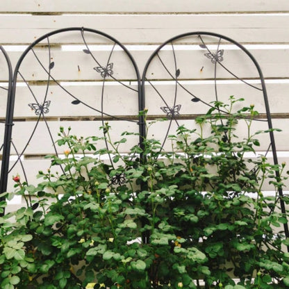 4 Pack Metal Garden Trellis 86. 19. Rustproof Trellis Climbing Plants Outdoor Flower Support Deco Black