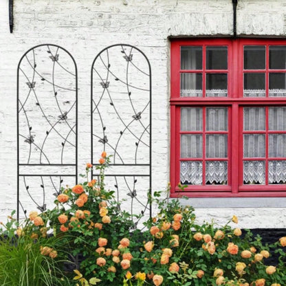 4 Pack Metal Garden Trellis 86. 19. Rustproof Trellis Climbing Plants Outdoor Flower Support Deco Black