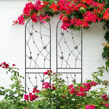 4 Pack Metal Garden Trellis 86. 19. Rustproof Trellis Climbing Plants Outdoor Flower Support Deco Black
