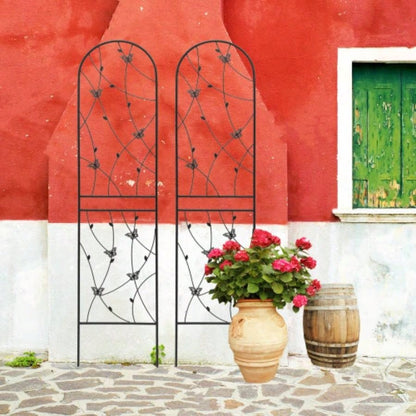 4 Pack Metal Garden Trellis 86. 19. Rustproof Trellis Climbing Plants Outdoor Flower Support Deco Black