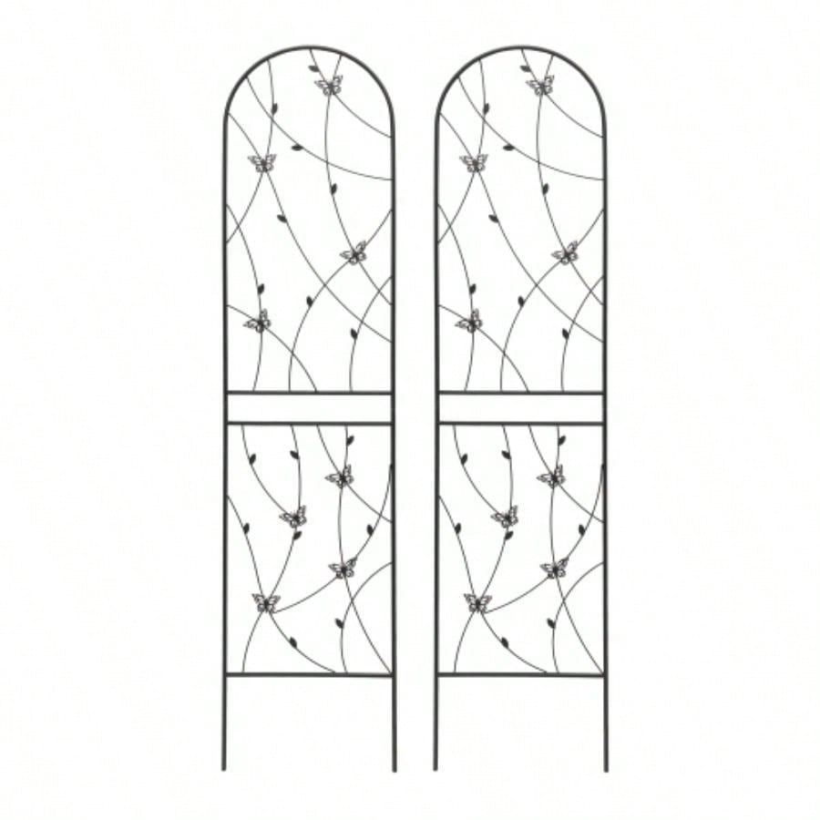4 Pack Metal Garden Trellis 86. 19. Rustproof Trellis Climbing Plants Outdoor Flower Support Deco Black