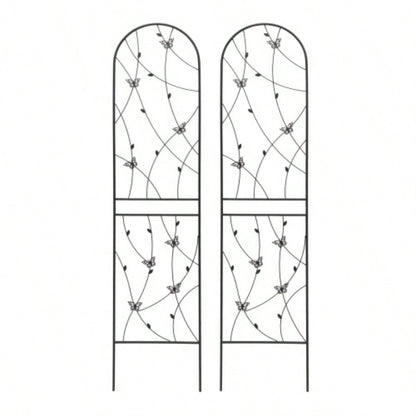 4 Pack Metal Garden Trellis 86. 19. Rustproof Trellis Climbing Plants Outdoor Flower Support Deco Black