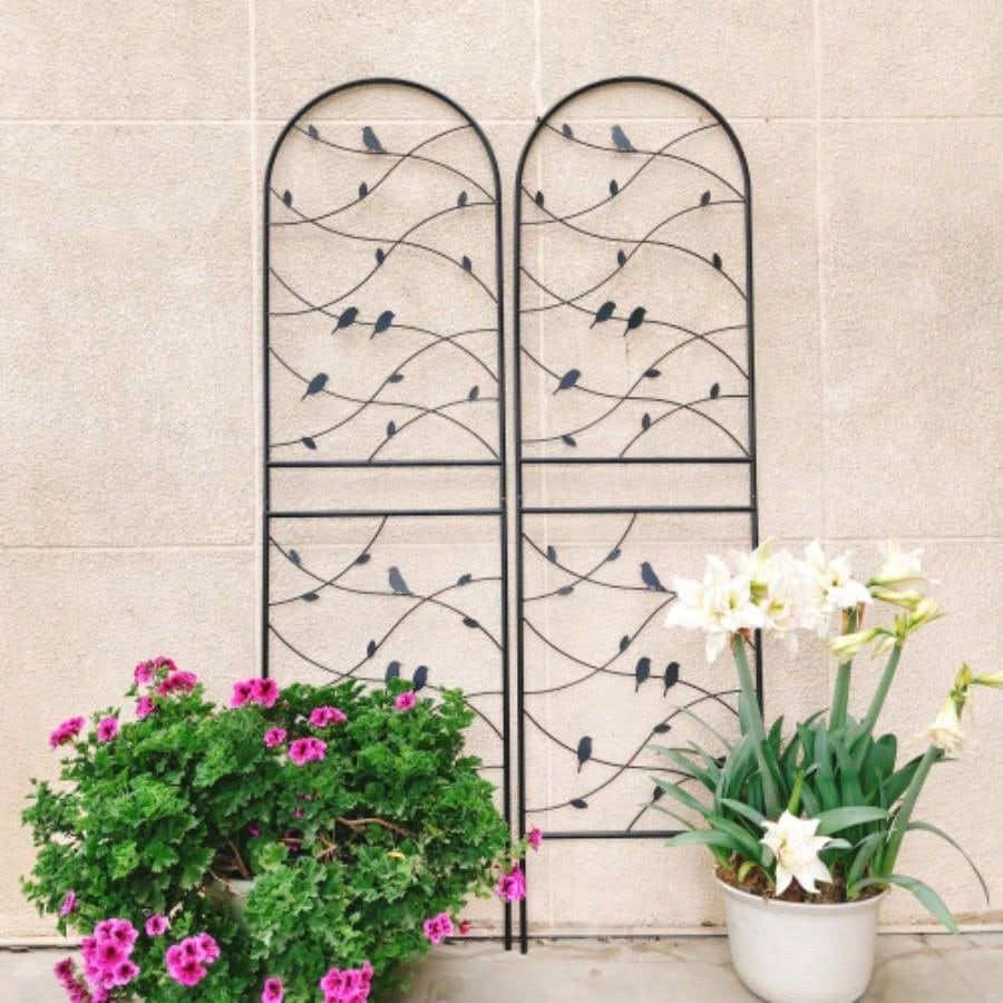 4 Pack Metal Garden Trellis 71x 19. Rustproof Trellis Climbing Plants Outdoor Flower Support Bird Deco Black