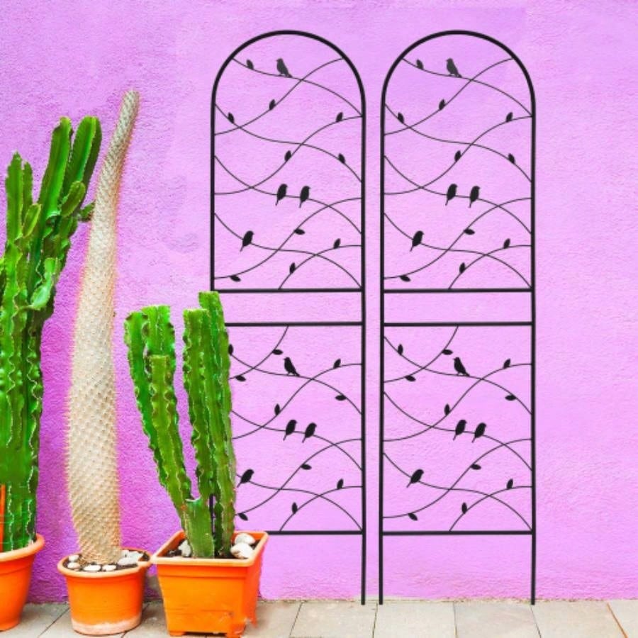 4 Pack Metal Garden Trellis 71x 19. Rustproof Trellis Climbing Plants Outdoor Flower Support Bird Deco Black