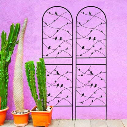4 Pack Metal Garden Trellis 71x 19. Rustproof Trellis Climbing Plants Outdoor Flower Support Bird Deco Black