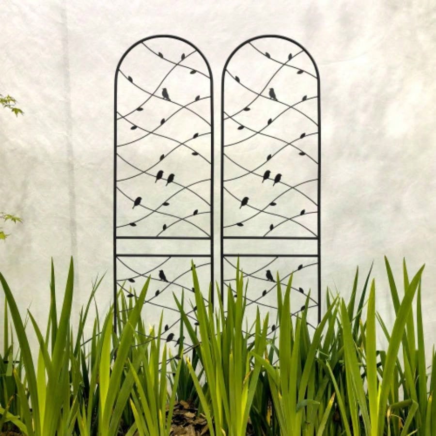 4 Pack Metal Garden Trellis 71x 19. Rustproof Trellis Climbing Plants Outdoor Flower Support Bird Deco Black