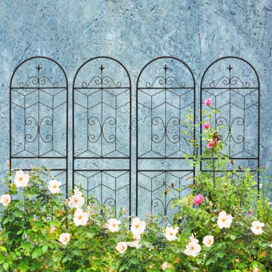4 Pack Metal Garden Trellis 71x 19. Rustproof Trellis Climbing Plants Outdoor Flower Support Black