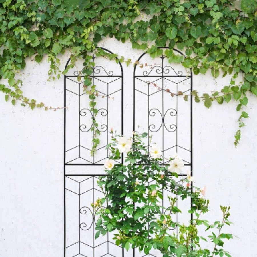 4 Pack Metal Garden Trellis 71x 19. Rustproof Trellis Climbing Plants Outdoor Flower Support Black