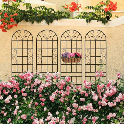 4 Pack Metal Garden Trellis 86. 19. Rustproof Trellis Climbing Plants Outdoor Flower Support Black