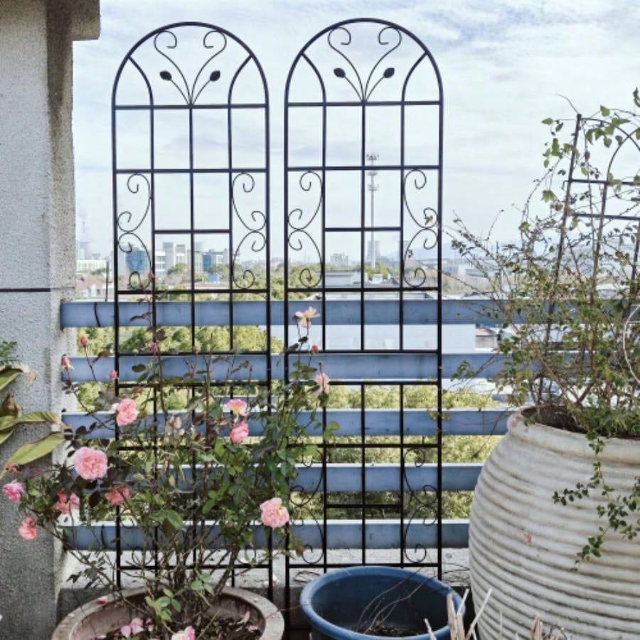4 Pack Metal Garden Trellis 86. 19. Rustproof Trellis Climbing Plants Outdoor Flower Support Black