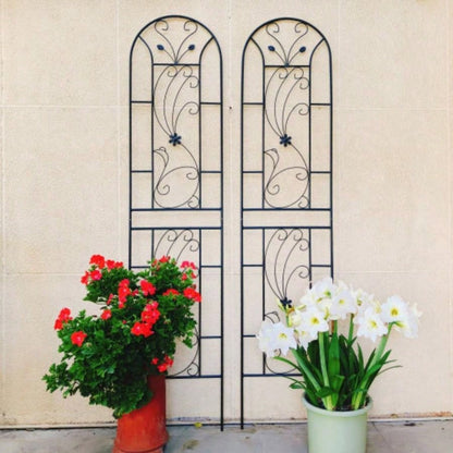 4 Pack Metal Garden Trellis 86. 19. Rustproof Trellis Climbing Plants Outdoor Flower Support Peacock Style Black