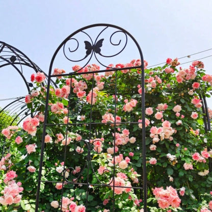 4 Pack Metal Garden Trellis 86. 19. Rustproof Trellis Climbing Plants Outdoor Flower Support Black