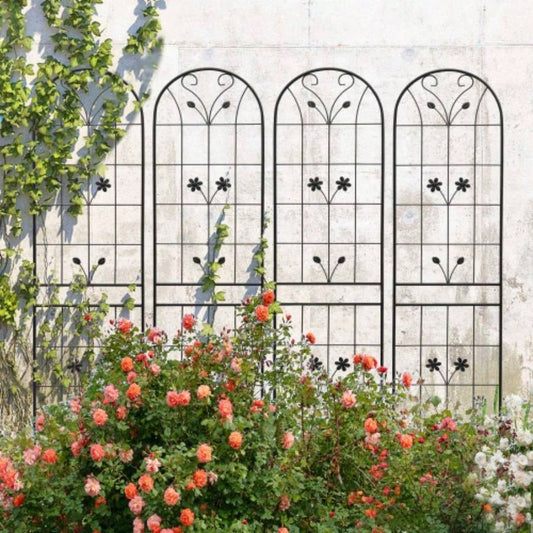 4 Pack Metal Garden Trellis 86. 19. Rustproof Trellis Climbing Plants Outdoor Flower Support Black