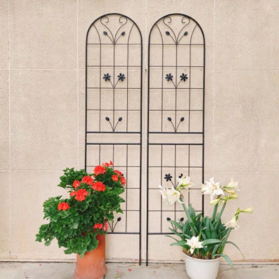 4 Pack Metal Garden Trellis 86. 19. Rustproof Trellis Climbing Plants Outdoor Flower Support Black