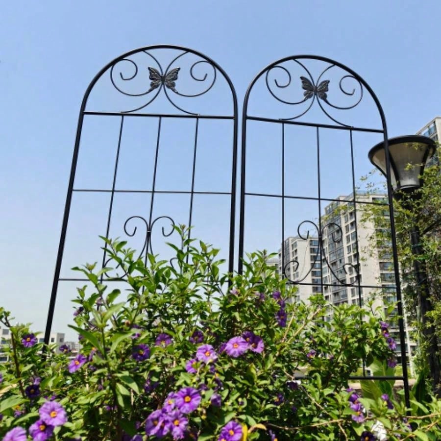 4 Pack Metal Garden Trellis 86. 19. Rustproof Trellis Climbing Plants Outdoor Flower Support Black