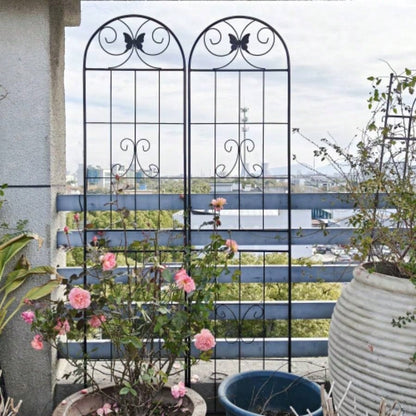 4 Pack Metal Garden Trellis 86. 19. Rustproof Trellis Climbing Plants Outdoor Flower Support Black