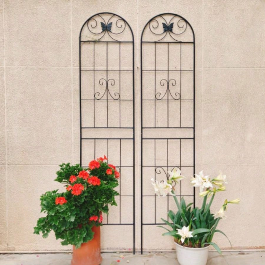 4 Pack Metal Garden Trellis 86. 19. Rustproof Trellis Climbing Plants Outdoor Flower Support Black
