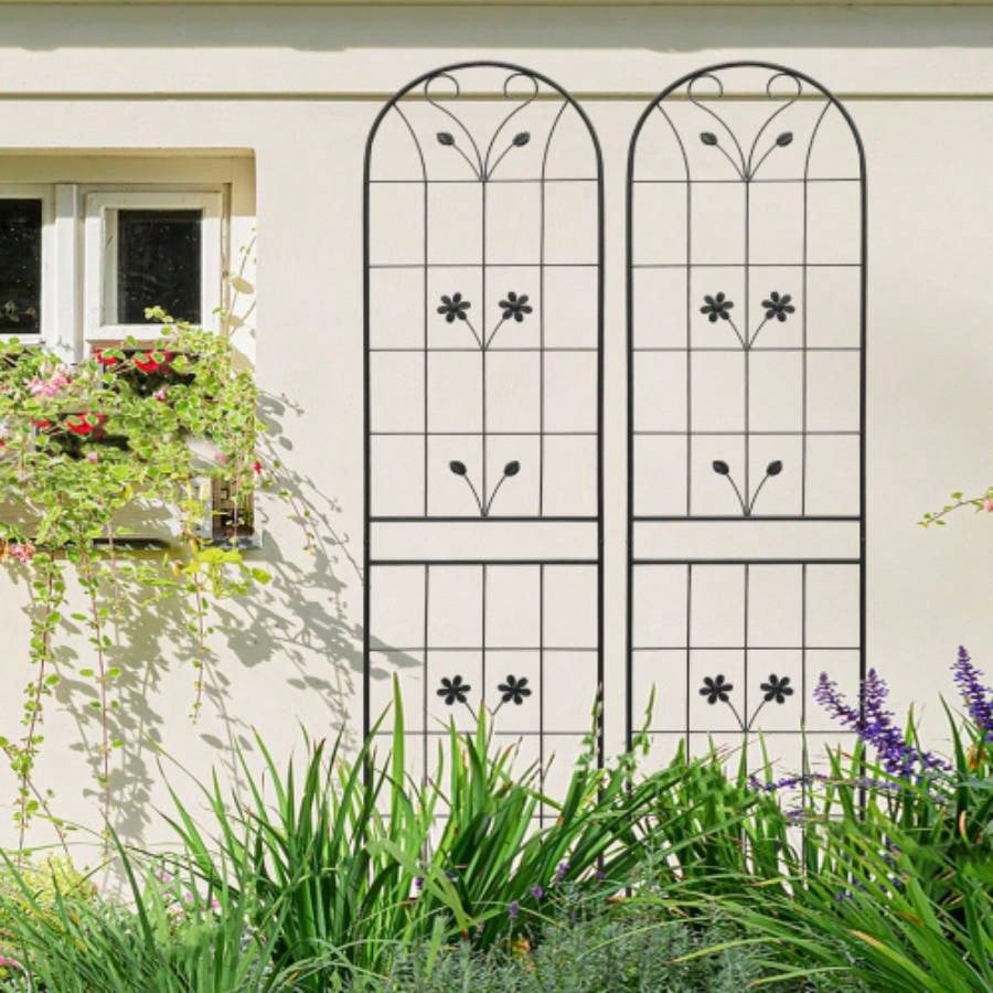 4 Pack Metal Garden Trellis 86. 19. Rustproof Trellis Climbing Plants Outdoor Flower Support Black