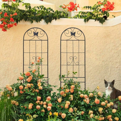 4 Pack Metal Garden Trellis 86. 19. Rustproof Trellis Climbing Plants Outdoor Flower Support Black