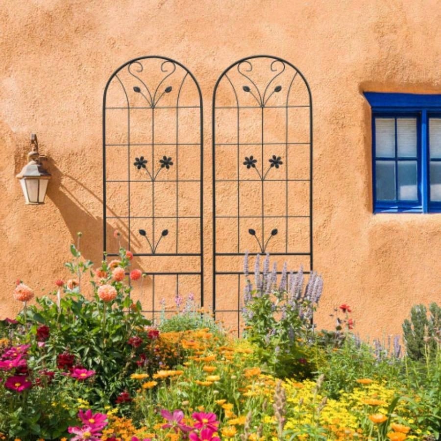 4 Pack Metal Garden Trellis 86. 19. Rustproof Trellis Climbing Plants Outdoor Flower Support Black