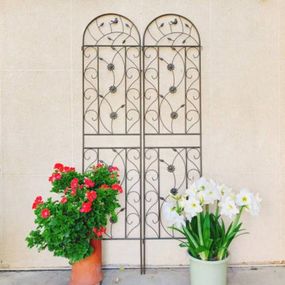 4 Pack Metal Garden Trellis 86. 19. Rustproof Trellis Climbing Plants Outdoor Flower Support Brown