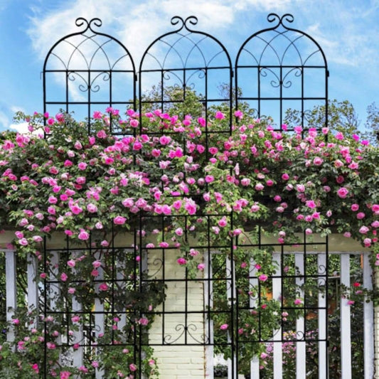 4 Pack Metal Garden Trellis 86. 19. Rustproof Trellis Climbing Plants Outdoor Flower Support Black