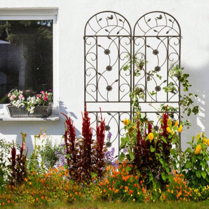 4 Pack Metal Garden Trellis 86. 19. Rustproof Trellis Climbing Plants Outdoor Flower Support Brown
