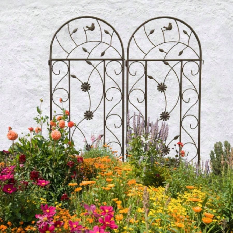 4 Pack Metal Garden Trellis 86. 19. Rustproof Trellis Climbing Plants Outdoor Flower Support Brown