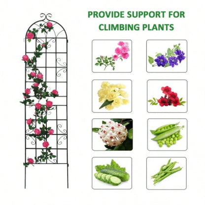 4 Pack Metal Garden Trellis 86. 19. Rustproof Trellis Climbing Plants Outdoor Flower Support Black