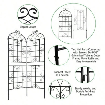 4 Pack Metal Garden Trellis 86. 19. Rustproof Trellis Climbing Plants Outdoor Flower Support Black