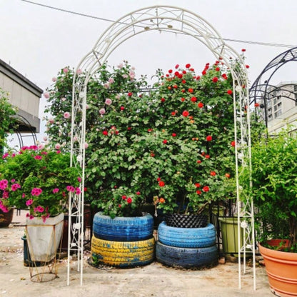 Metal Garden Arch Assemble Freely with 8 Styles Garden Arbor Trellis Climbing Plants Support Arch Outdoor Arch Wedding Arch Party Events Archway White
