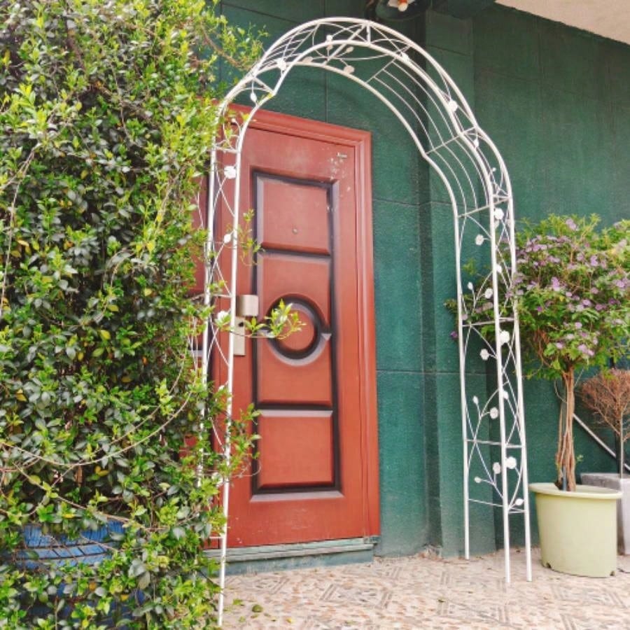 Metal Garden Arch Assemble Freely with 8 Styles Garden Arbor Trellis Climbing Plants Support Arch Outdoor Arch Wedding Arch Party Events Archway White