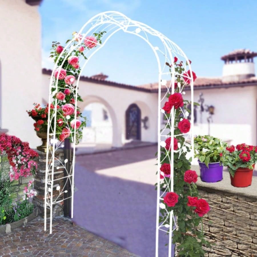 Metal Garden Arch Assemble Freely with 8 Styles Garden Arbor Trellis Climbing Plants Support Arch Outdoor Arch Wedding Arch Party Events Archway White