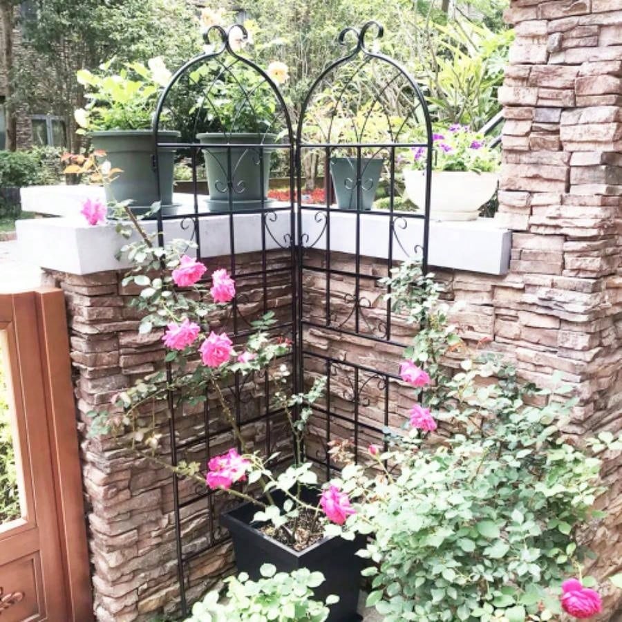 4 Pack Metal Garden Trellis 71x 19. Rustproof Trellis Climbing Plants Outdoor Flower Support Black