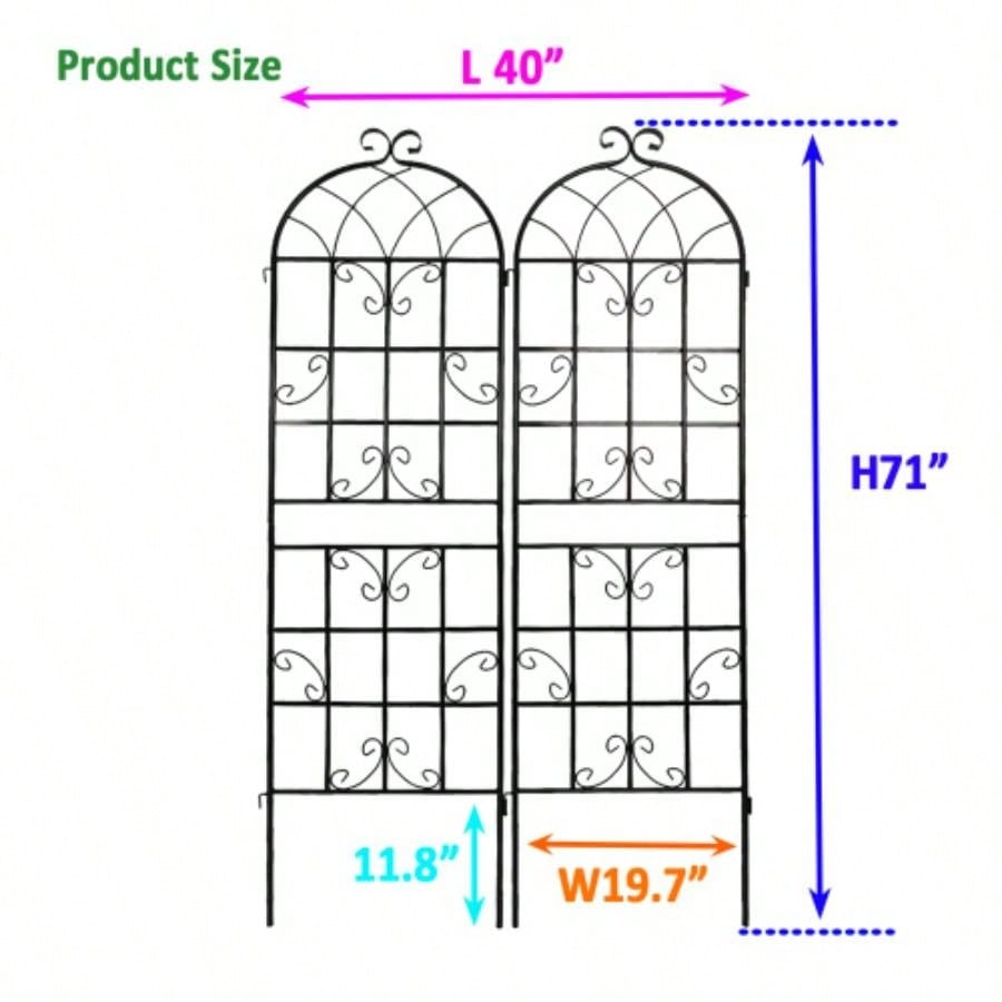 4 Pack Metal Garden Trellis 71x 19. Rustproof Trellis Climbing Plants Outdoor Flower Support Black
