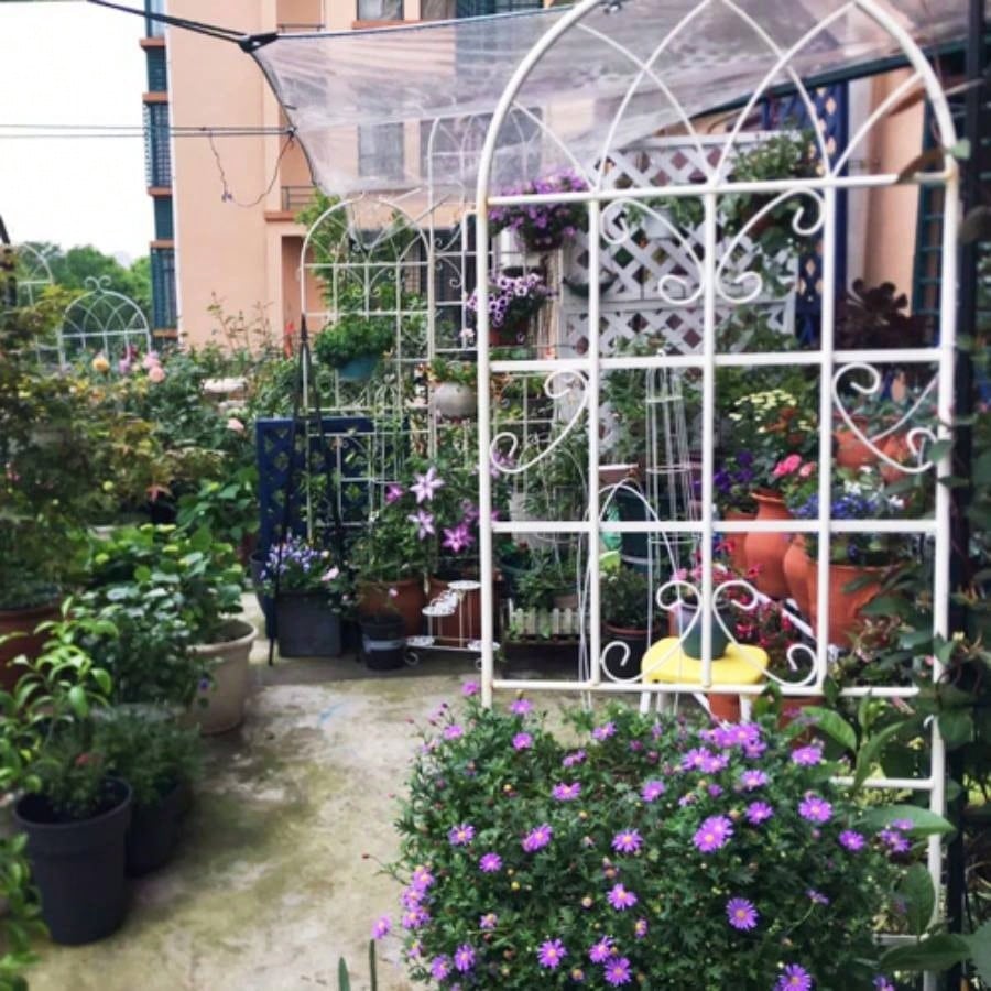 4 Pack Metal Garden Trellis 71x 19. Rustproof Trellis Climbing Plants Outdoor Flower Support White