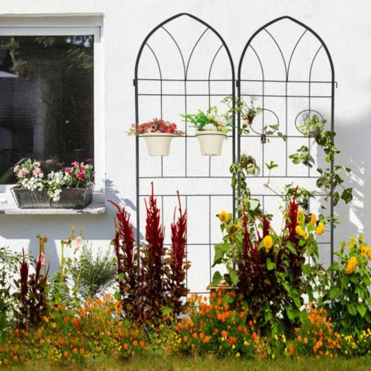 4 Pack Metal Garden Trellis 78. 19. Rustproof Trellis Climbing Plants Outdoor Flower Support Black