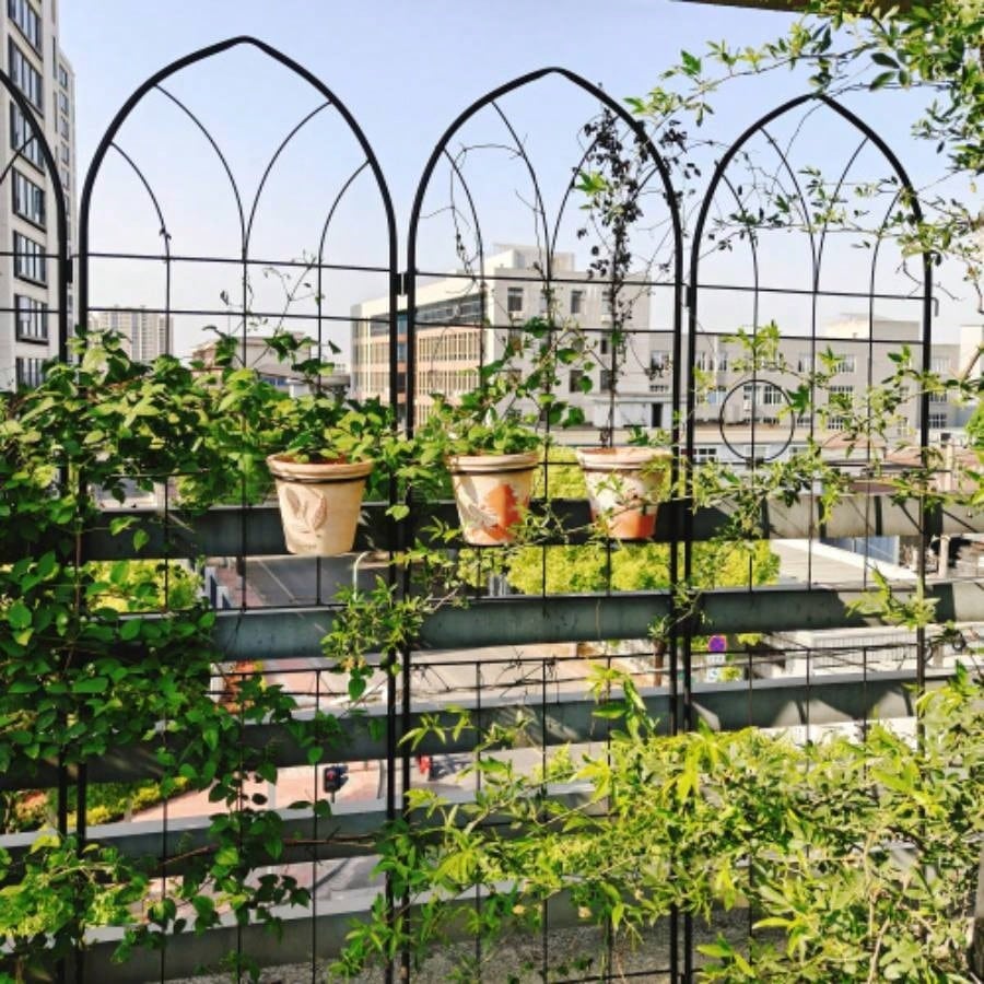 4 Pack Metal Garden Trellis 78. 19. Rustproof Trellis Climbing Plants Outdoor Flower Support Black