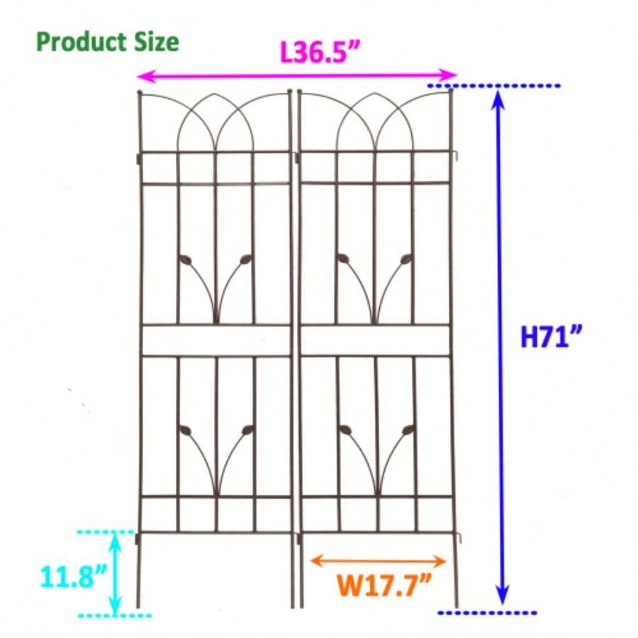 4 Pack Metal Garden Trellis 71x 17. Rustproof Trellis Climbing Plants Outdoor Flower Support Brown