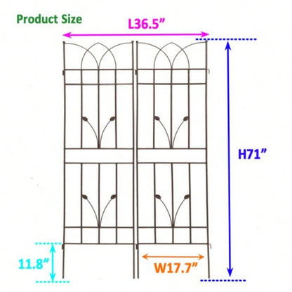 4 Pack Metal Garden Trellis 71x 17. Rustproof Trellis Climbing Plants Outdoor Flower Support Brown