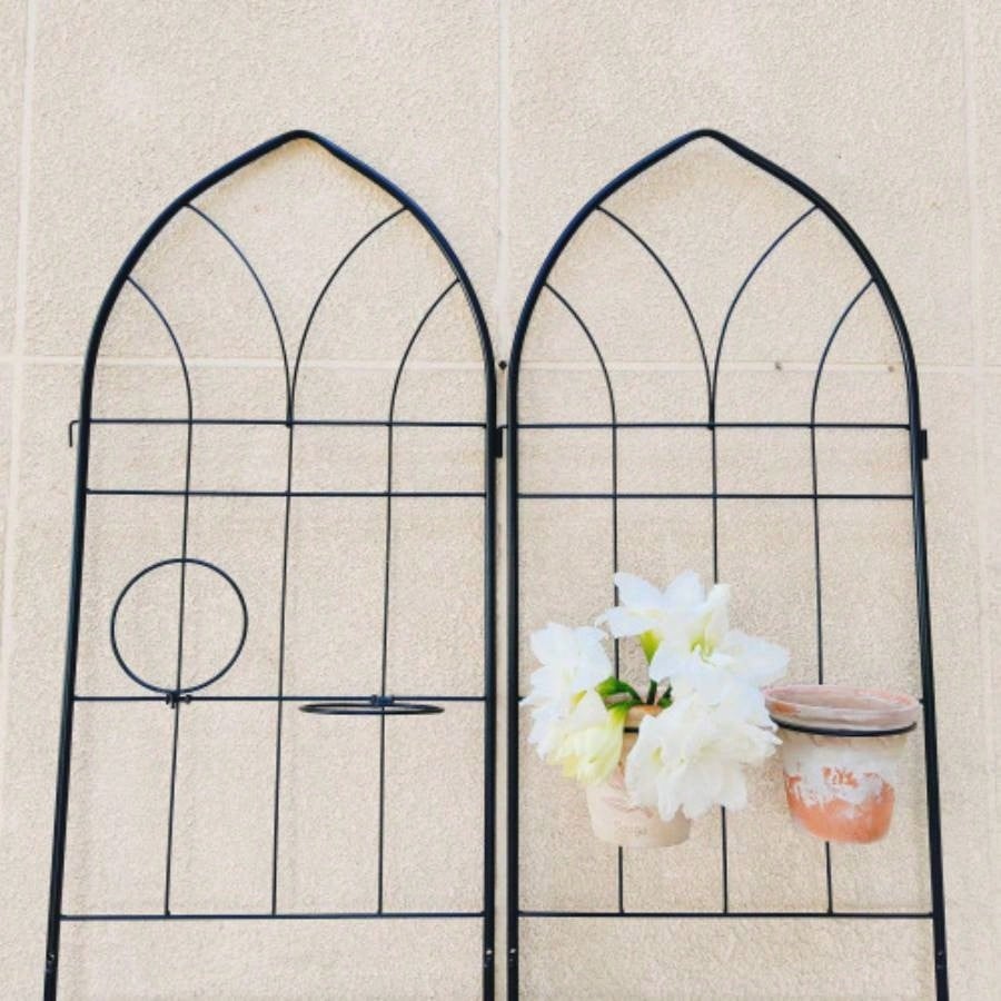 4 Pack Metal Garden Trellis 78. 19. Rustproof Trellis Climbing Plants Outdoor Flower Support Black