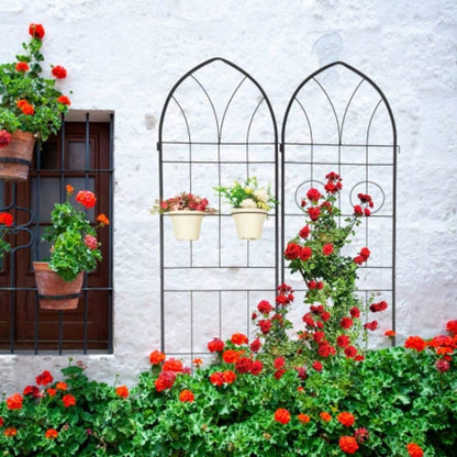4 Pack Metal Garden Trellis 78. 19. Rustproof Trellis Climbing Plants Outdoor Flower Support Black