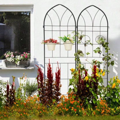 4 Pack Metal Garden Trellis 78. 19. Rustproof Trellis Climbing Plants Outdoor Flower Support Black