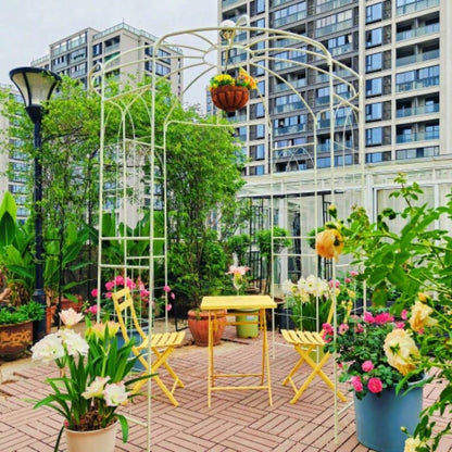 Metal Garden Arch Iron Garden Arbors Gazebo Dia 81.3x 114.2 High Shape Pergola Pavilion Wedding Ceremony White