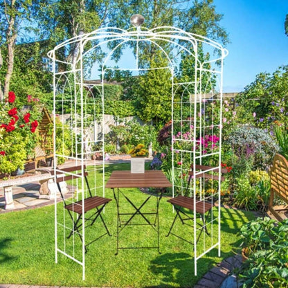Metal Garden Arch Iron Garden Arbors Gazebo Dia 81.3x 114.2 High Shape Pergola Pavilion Wedding Ceremony White