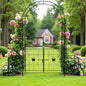 Garden Arch Arbor Trellis Climbing Plants with Gate, Durable Metal Garden Arch Outdoor Wedding Arch, Wedding Ceremony Party Plant Climbing Vines Lawn Courtyard Patio Black, 15ft