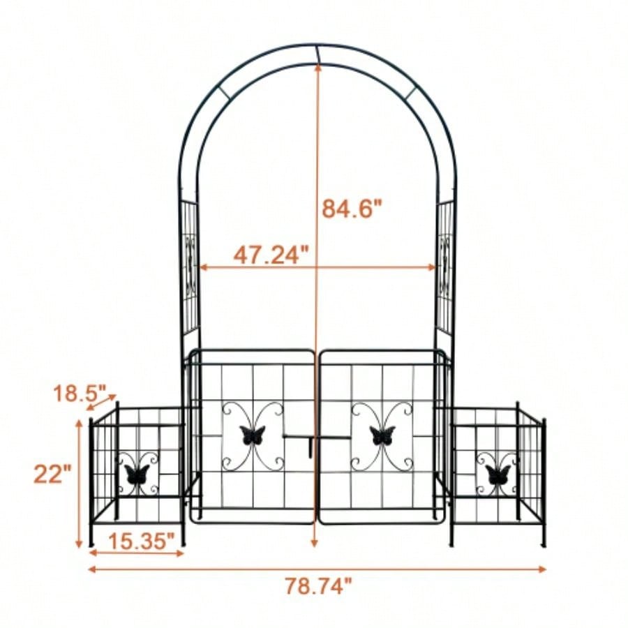 Garden Arch Arbor Trellis Climbing Plants with Gate, Durable Metal Garden Arch Outdoor Wedding Arch, Wedding Ceremony Party Plant Climbing Vines Lawn Courtyard Patio Black, 15ft
