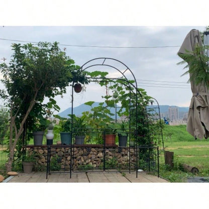 Garden Arch Arbor Trellis Climbing Plants with Gate, Durable Metal Garden Arch Outdoor Wedding Arch, Wedding Ceremony Party Plant Climbing Vines Lawn Courtyard Patio Black, 15ft